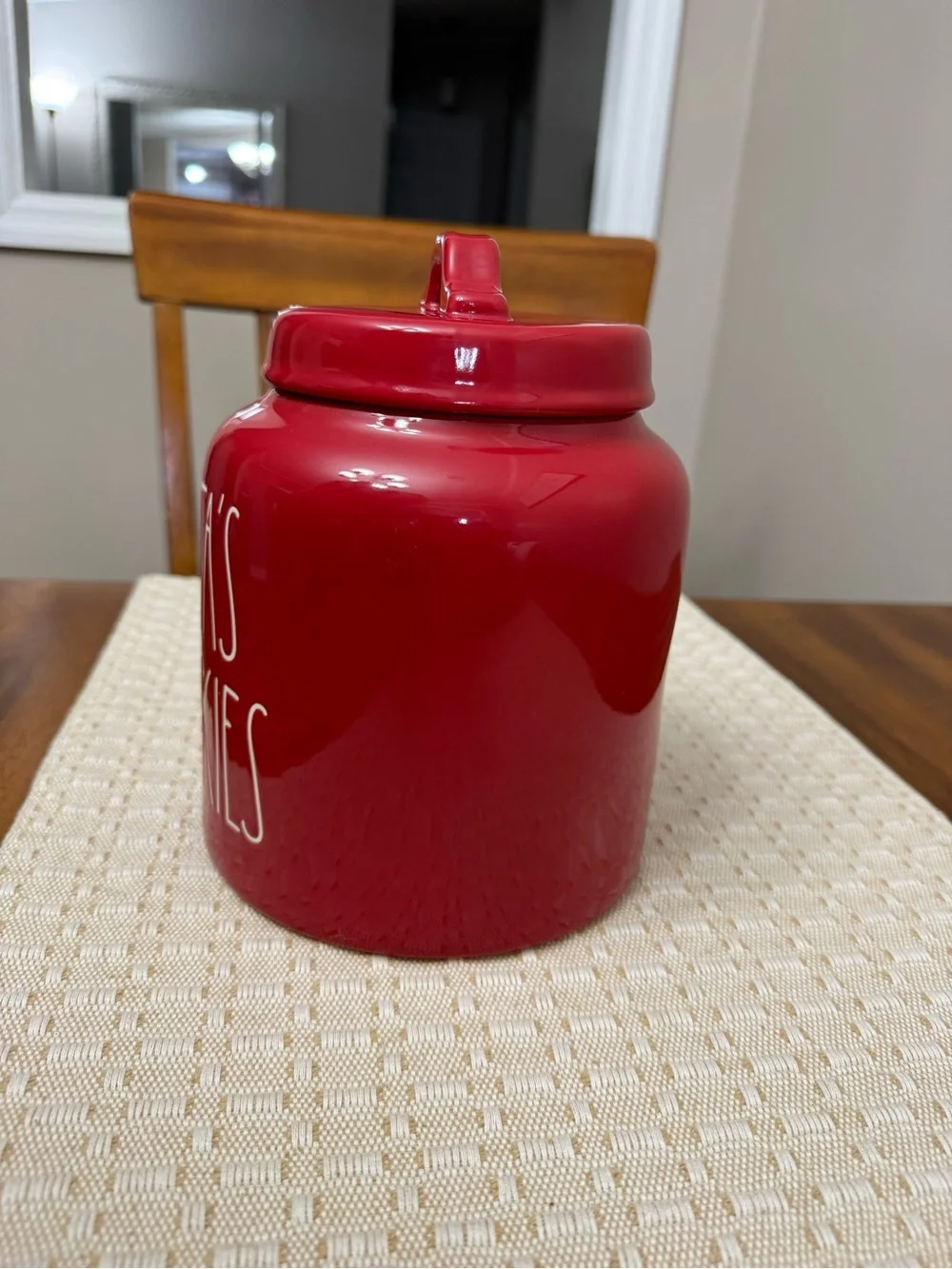 Santa's Cookies Red Ceramic Cookie Jar - Rae Dunn